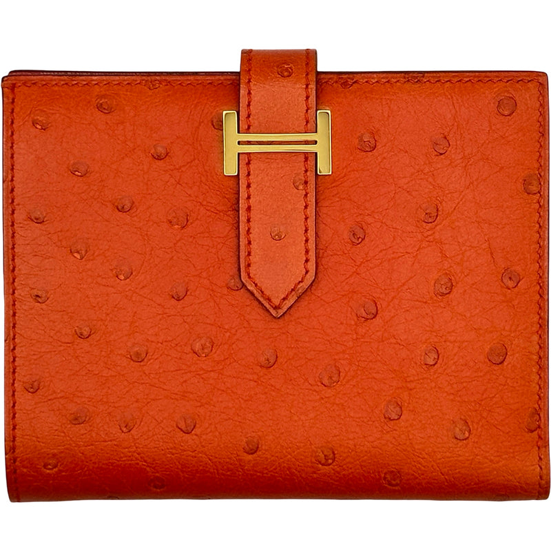 エルメス HERMES べアンコンパクト C刻印 タンジェリン/ゴールド金具