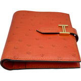 エルメス HERMES べアンコンパクト C刻印 タンジェリン/ゴールド金具 オーストリッチ レディース 二つ折り財布