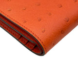エルメス HERMES べアンコンパクト C刻印 タンジェリン/ゴールド金具 オーストリッチ レディース 二つ折り財布