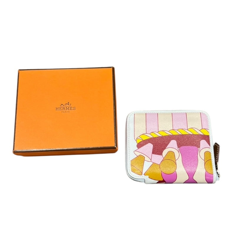 エルメス HERMES アザップコンパクト シルクイン Z刻 ブループリュム スイフト レディース コインケース