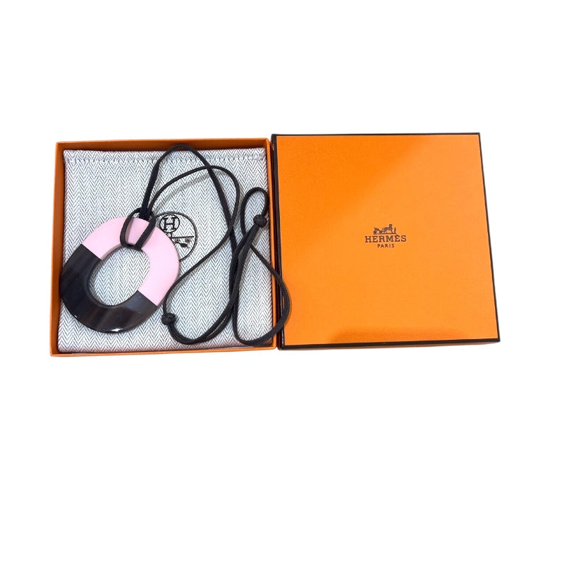 エルメス HERMES イムス ネックレス ブラウン・ピンク バッファローホーン/ラッカー アクセサリー