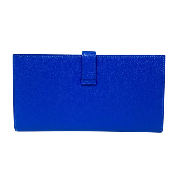 エルメス HERMES ベアンスフレ D刻 ブルーゼリージュ ゴールド金具 シェーブル レディース 長財布