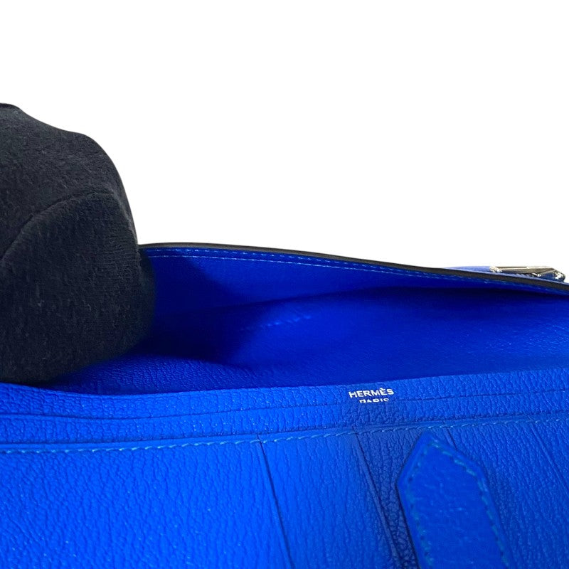 エルメス HERMES ベアンスフレ D刻 ブルーゼリージュ ゴールド金具 シェーブル レディース 長財布