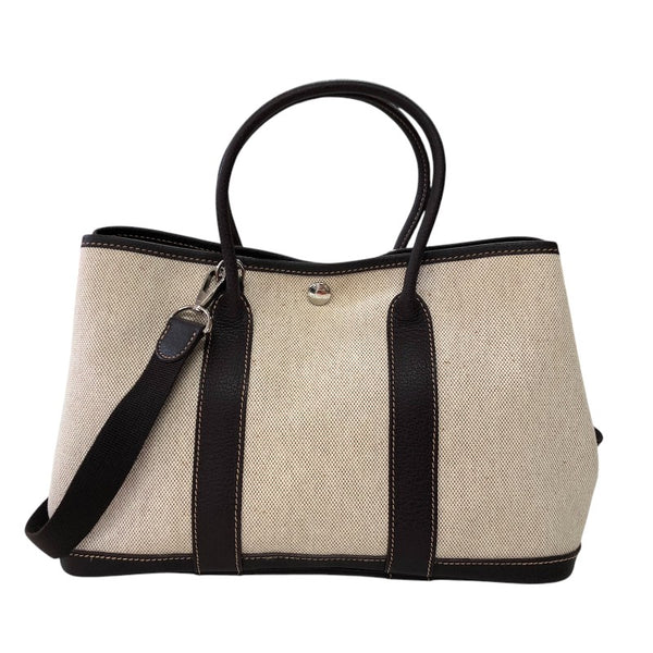 エルメス HERMES ガーデンパーティTPM □H刻 アイボリー・ブラウン トワルアッシュ/ブッフル レディース トートバッグ