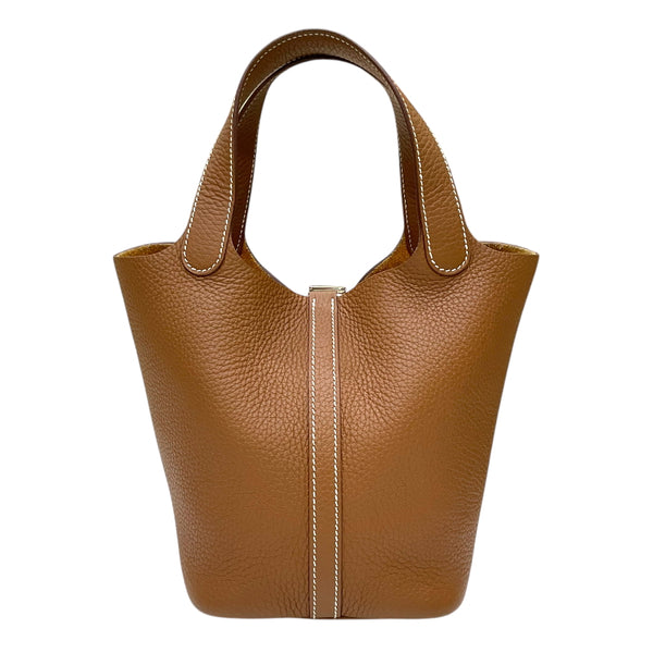 エルメス HERMES ピコタンロックPM B刻印 ゴールド シルバー金具 トリヨンクレマンス レディース ハンドバッグ