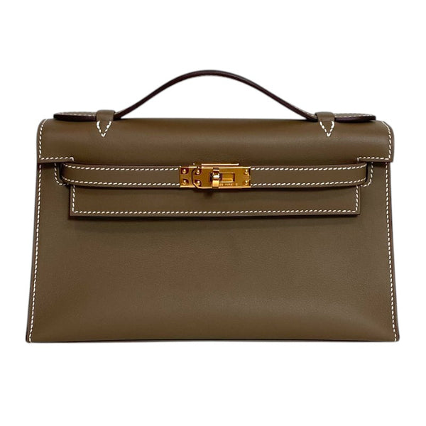 エルメス HERMES ポシェットケリー W刻 エトゥープ ゴールド金具 スイフト レディース ハンドバッグ