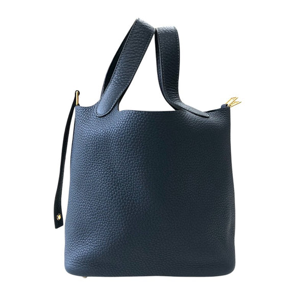 エルメス HERMES ピコタンロックPM W刻 ブルードプリュス ゴールド金具 トリヨン レディース ハンドバッグ