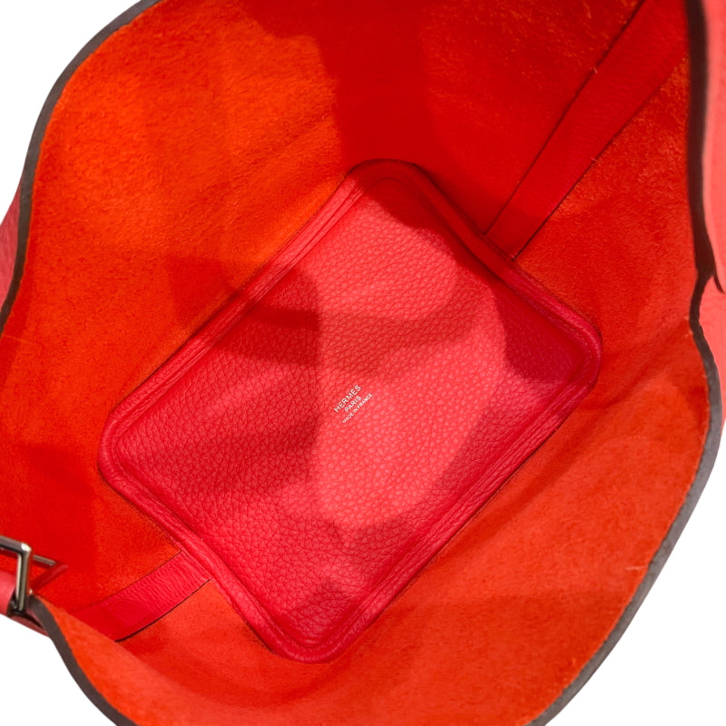 エルメス HERMES ピコタンロックPM エクラ U刻印 ローズテキサス×ヴォーミリオン シルバー金具 トリヨンクレマンス レディース ハンドバッグ