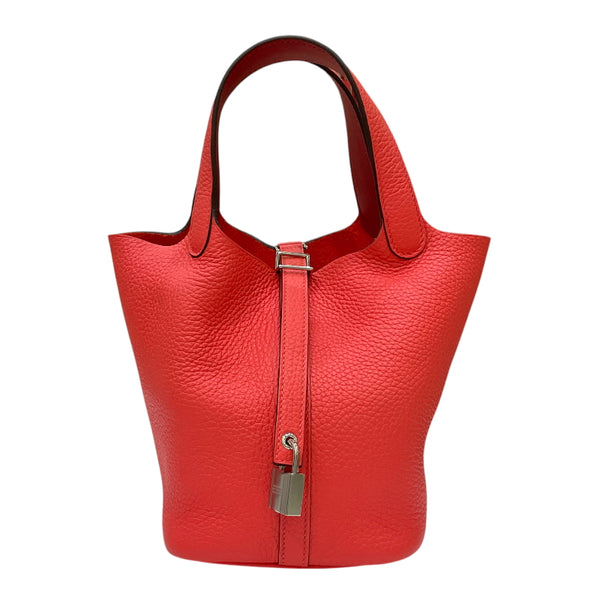 エルメス HERMES ピコタンロックPM エクラ U刻印 ローズテキサス×ヴォーミリオン シルバー金具 トリヨンクレマンス レディース ハンドバッグ
