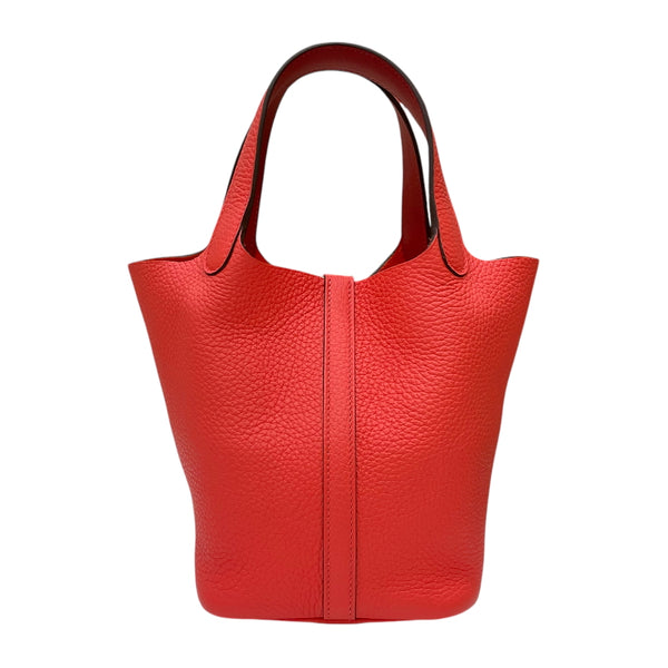 エルメス HERMES ピコタンロックPM エクラ U刻印 ローズテキサス×ヴォーミリオン シルバー金具 トリヨンクレマンス レディース ハンドバッグ