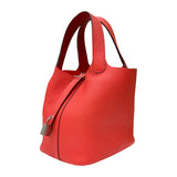エルメス HERMES ピコタンロックPM エクラ U刻印 ローズテキサス×ヴォーミリオン シルバー金具 トリヨンクレマンス レディース ハンドバッグ
