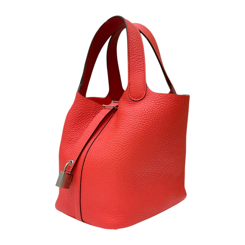 エルメス HERMES ピコタンロックPM エクラ U刻印 ローズテキサス×ヴォーミリオン シルバー金具 トリヨンクレマンス レディース ハンドバッグ
