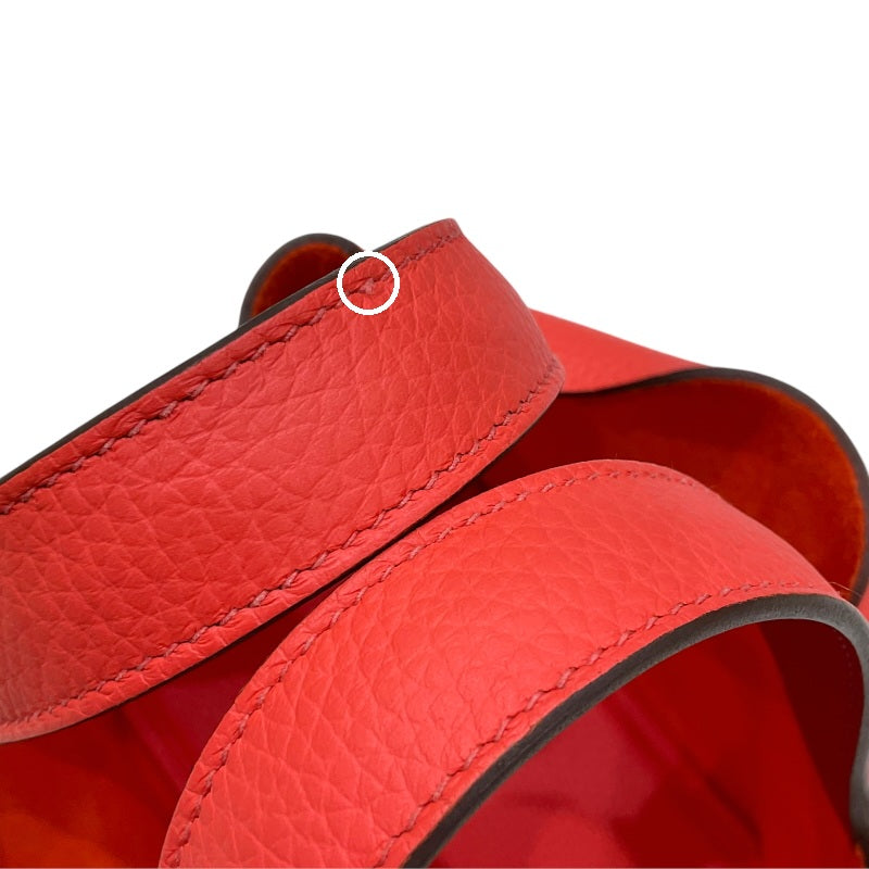 エルメス HERMES ピコタンロックPM エクラ U刻印 ローズテキサス×ヴォーミリオン シルバー金具 トリヨンクレマンス レディース ハンドバッグ