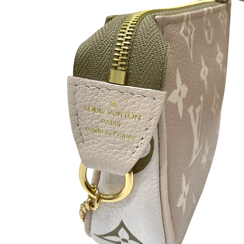 ルイ・ヴィトン LOUIS VUITTON ミニ ポシェット・アクセソワール M81284 グリーン×ホワイト×ベージュ モノグラム・アンプラントレザー レディース ポーチ