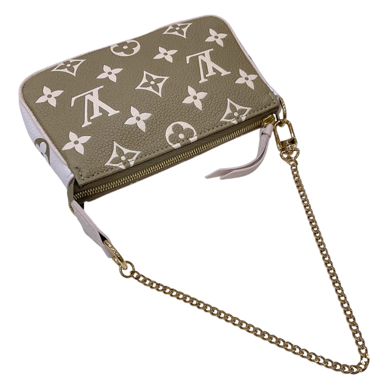 ルイ・ヴィトン LOUIS VUITTON ミニ ポシェット・アクセソワール M81284 グリーン×ホワイト×ベージュ モノグラム・アンプラントレザー レディース ポーチ