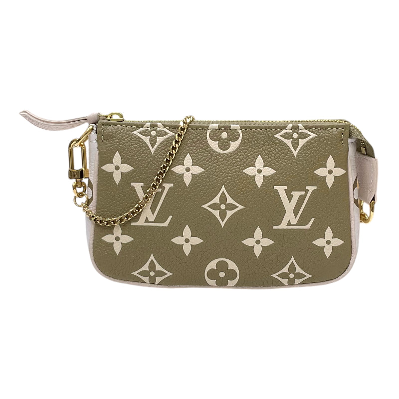 ルイ・ヴィトン LOUIS VUITTON ミニ ポシェット・アクセソワール M81284 グリーン×ホワイト×ベージュ モノグラム・アンプラントレザー レディース ポーチ