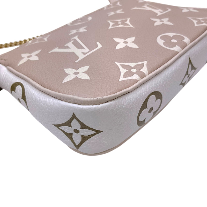 ルイ・ヴィトン LOUIS VUITTON ミニ ポシェット・アクセソワール M81284 グリーン×ホワイト×ベージュ モノグラム・アンプラントレザー レディース ポーチ