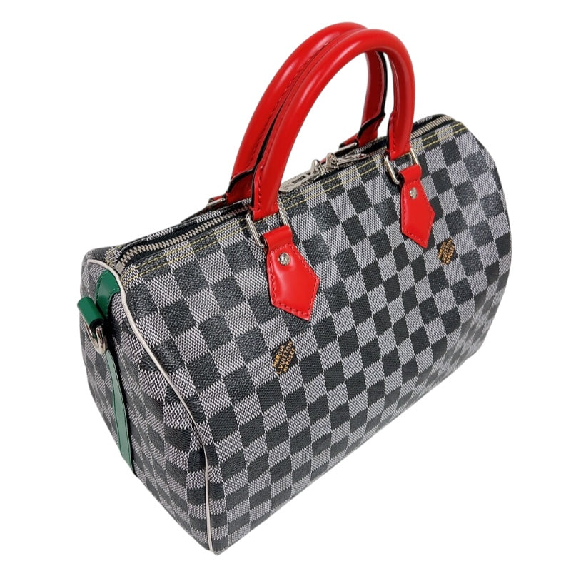 ルイ・ヴィトン LOUIS VUITTON スピーディー・バンドリエール30 MB2139 グレー/レッド/グリーン　シルバー金具 ダミエモノトーン レディース ショルダーバッグ
