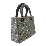 クリスチャン・ディオール Christian Dior レディディオール スモール M0565 グレー ラムスキン・ストラス・ビーズ レディース ハンドバッグ
