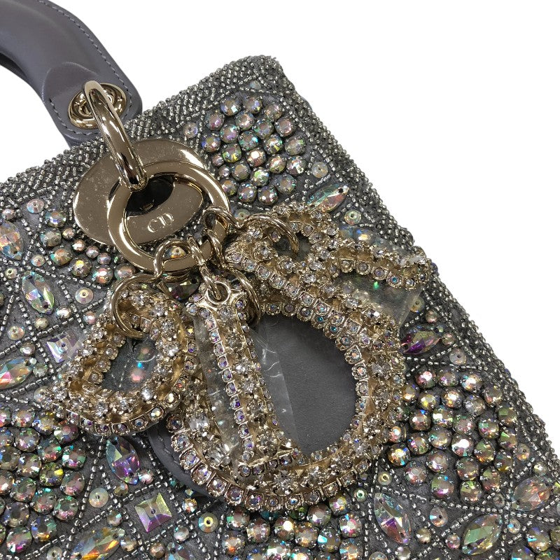 クリスチャン・ディオール Christian Dior レディディオール スモール M0565 グレー ラムスキン・ストラス・ビーズ レディース ハンドバッグ