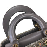クリスチャン・ディオール Christian Dior レディディオール スモール M0565 グレー ラムスキン・ストラス・ビーズ レディース ハンドバッグ