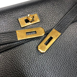 エルメス HERMES ケリー32 外縫い 〇U刻印 ブラック ゴールド金具 アルデンヌ レディース ハンドバッグ