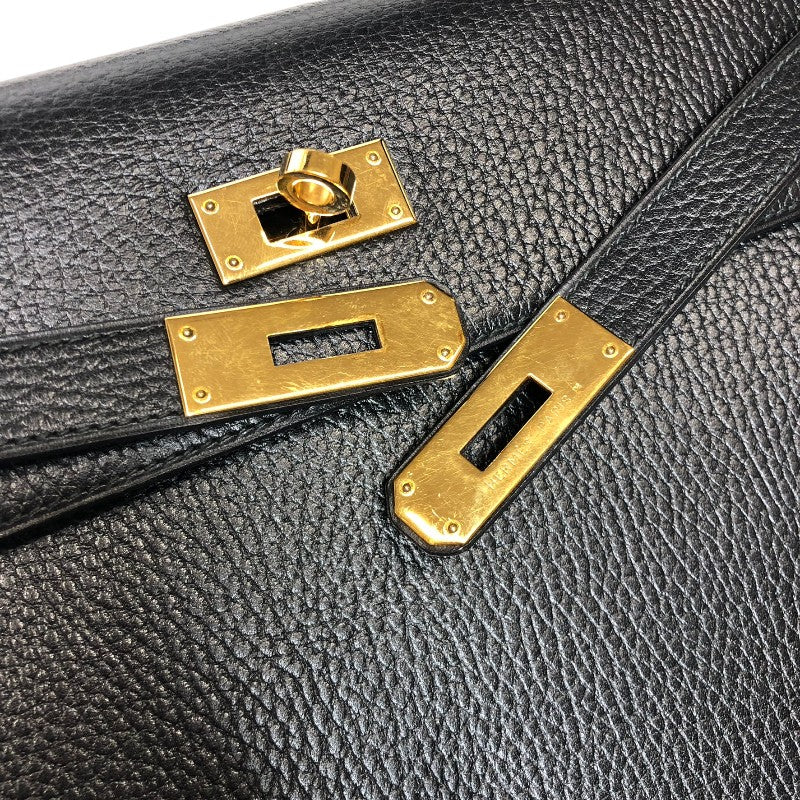 エルメス HERMES ケリー32 外縫い 〇U刻印 ブラック ゴールド金具 アルデンヌ レディース ハンドバッグ