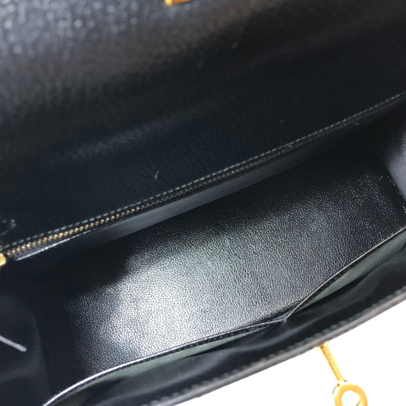 エルメス HERMES ケリー32 外縫い 〇U刻印 ブラック ゴールド金具 アルデンヌ レディース ハンドバッグ
