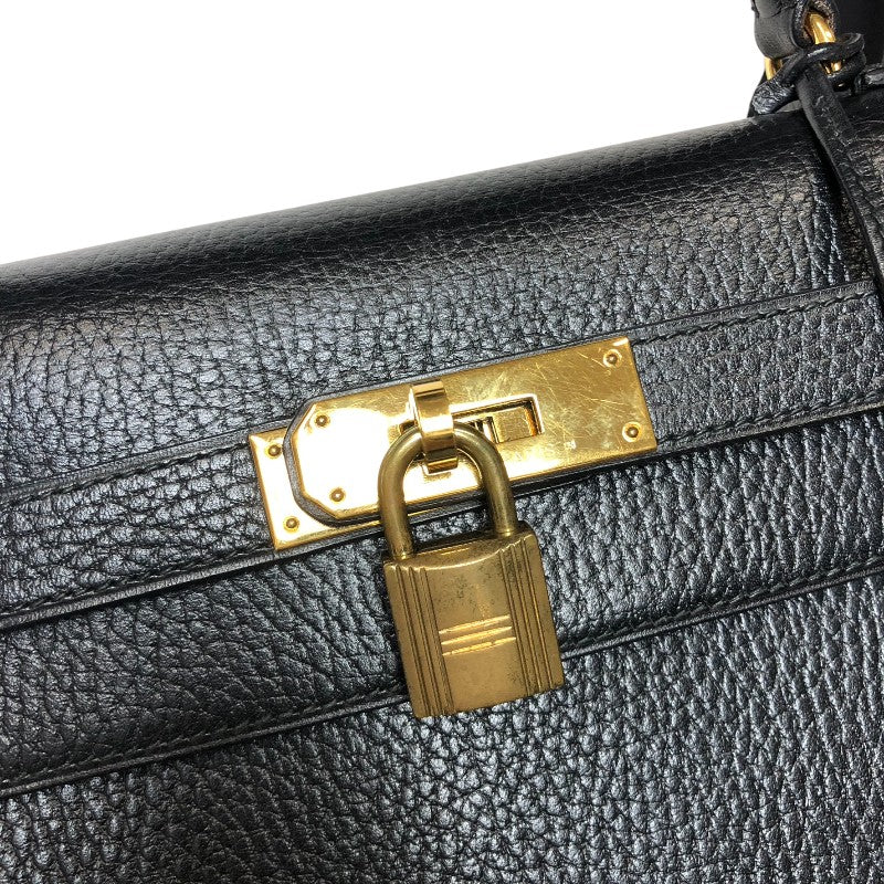 エルメス HERMES ケリー32 外縫い 〇U刻印 ブラック ゴールド金具 アルデンヌ レディース ハンドバッグ