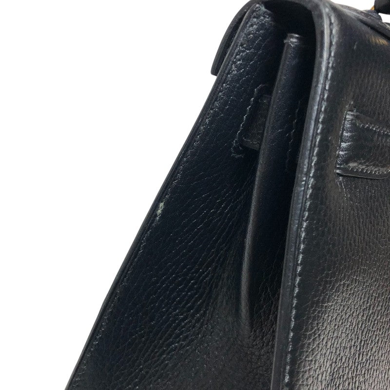 エルメス HERMES ケリー32 外縫い 〇U刻印 ブラック ゴールド金具 アルデンヌ レディース ハンドバッグ