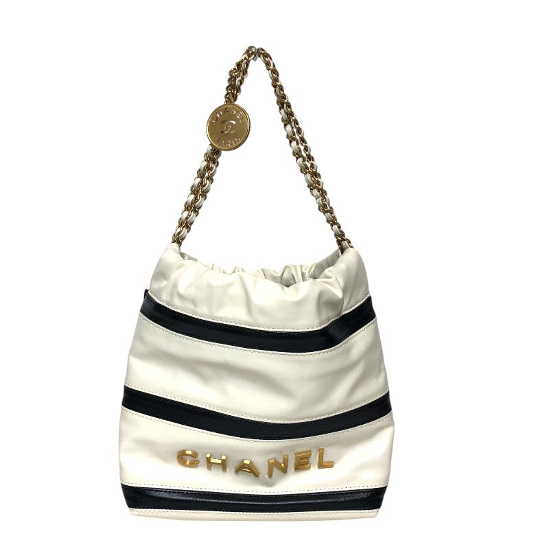 シャネル CHANEL CHANEL22 ミニ AS3980 ホワイト・ブラック ゴールド金具 シャイニーカーフ レディース ハンドバッグ