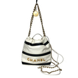 シャネル CHANEL CHANEL22 ミニ AS3980 ホワイト・ブラック ゴールド金具 シャイニーカーフ レディース ハンドバッグ