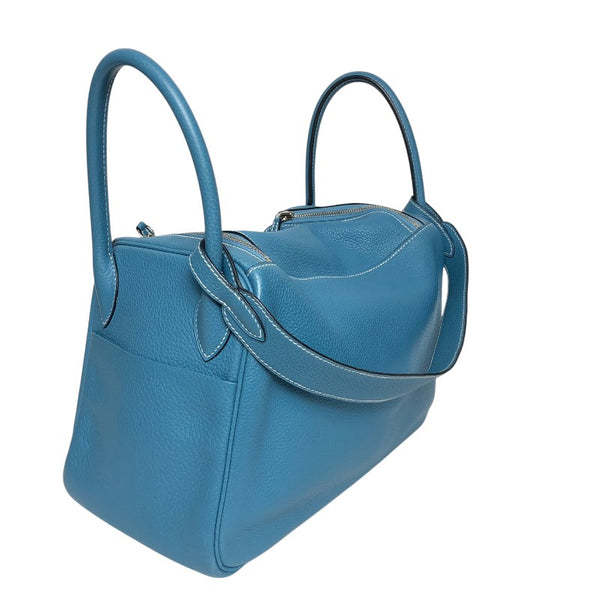 エルメス HERMES リンディ30 □K刻 ブルージーン シルバー金具 トリヨン レディース ハンドバッグ