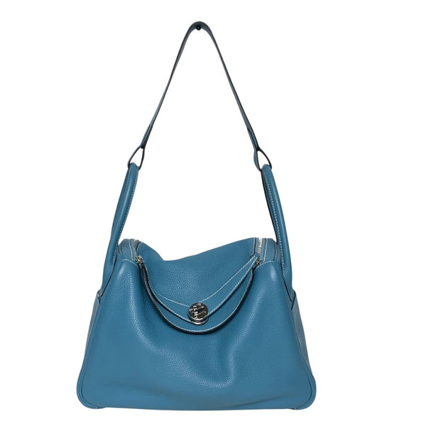 エルメス HERMES リンディ30 □K刻 ブルージーン シルバー金具 トリヨン レディース ハンドバッグ