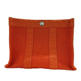 エルメス HERMES ミニカバス オレンジ　シルバー金具 トワルシェブロン コットン ユニセックス ポーチ