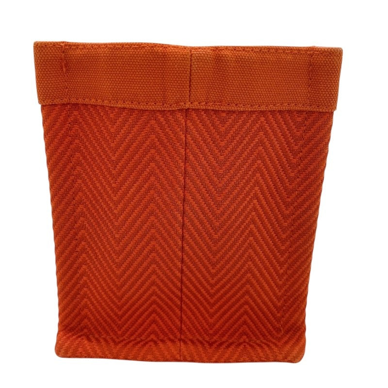 エルメス HERMES ミニカバス オレンジ　シルバー金具 トワルシェブロン コットン ユニセックス ポーチ