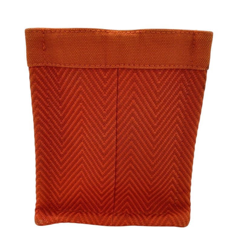 エルメス HERMES ミニカバス オレンジ　シルバー金具 トワルシェブロン コットン ユニセックス ポーチ