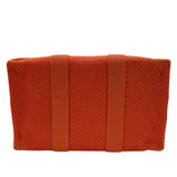エルメス HERMES ミニカバス オレンジ　シルバー金具 トワルシェブロン コットン ユニセックス ポーチ