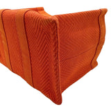 エルメス HERMES ミニカバス オレンジ　シルバー金具 トワルシェブロン コットン ユニセックス ポーチ