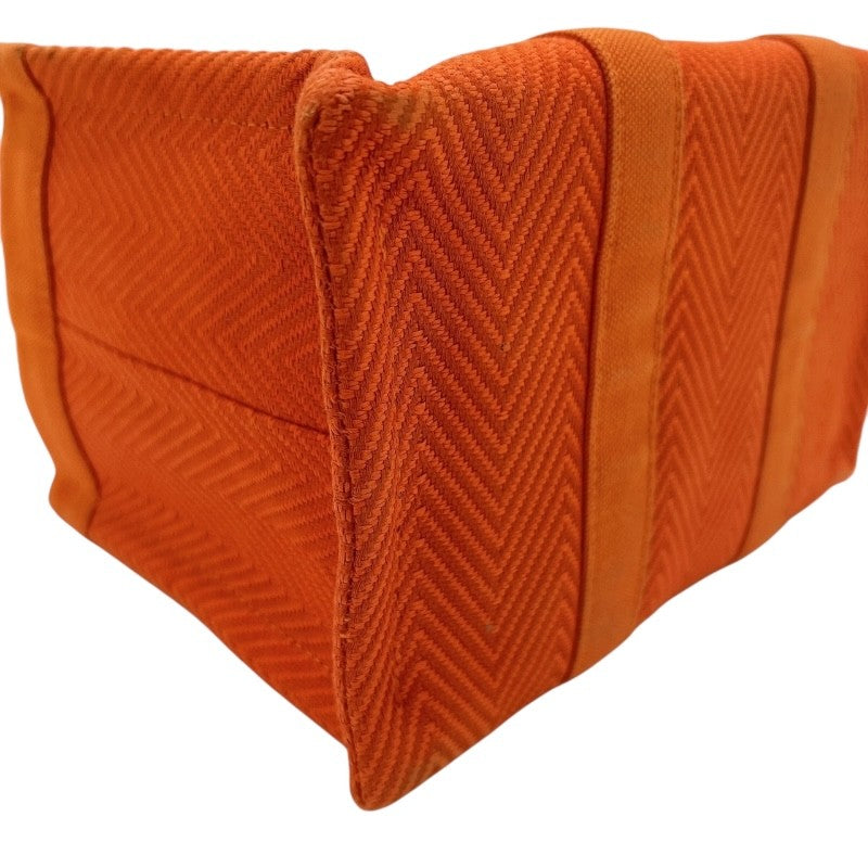エルメス HERMES ミニカバス オレンジ　シルバー金具 トワルシェブロン コットン ユニセックス ポーチ