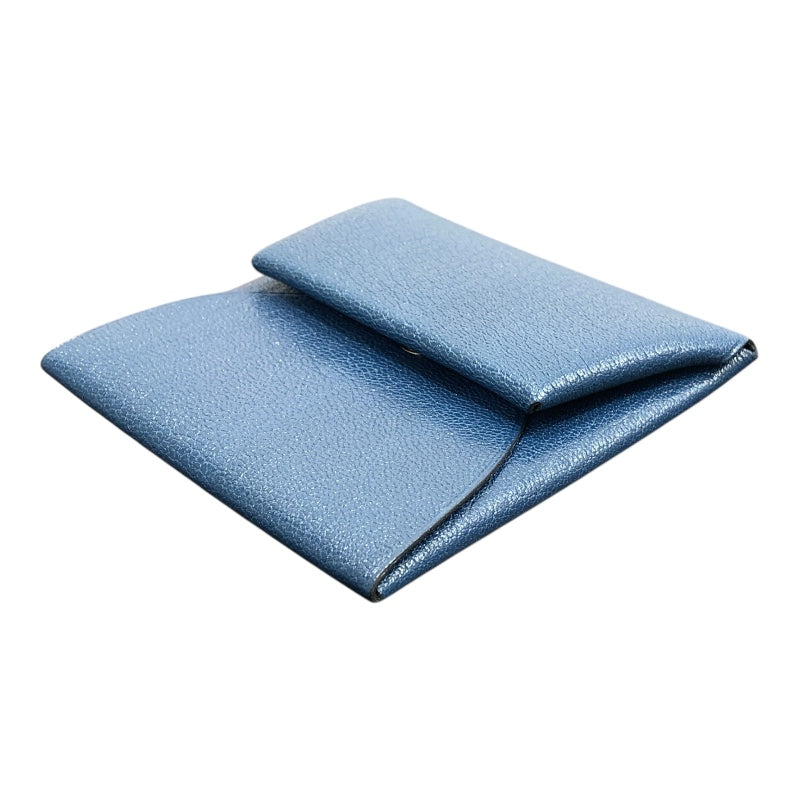 エルメス HERMES バスティア  Y刻 ブルードガリス/SV金具 シェーブル レディース コインケース