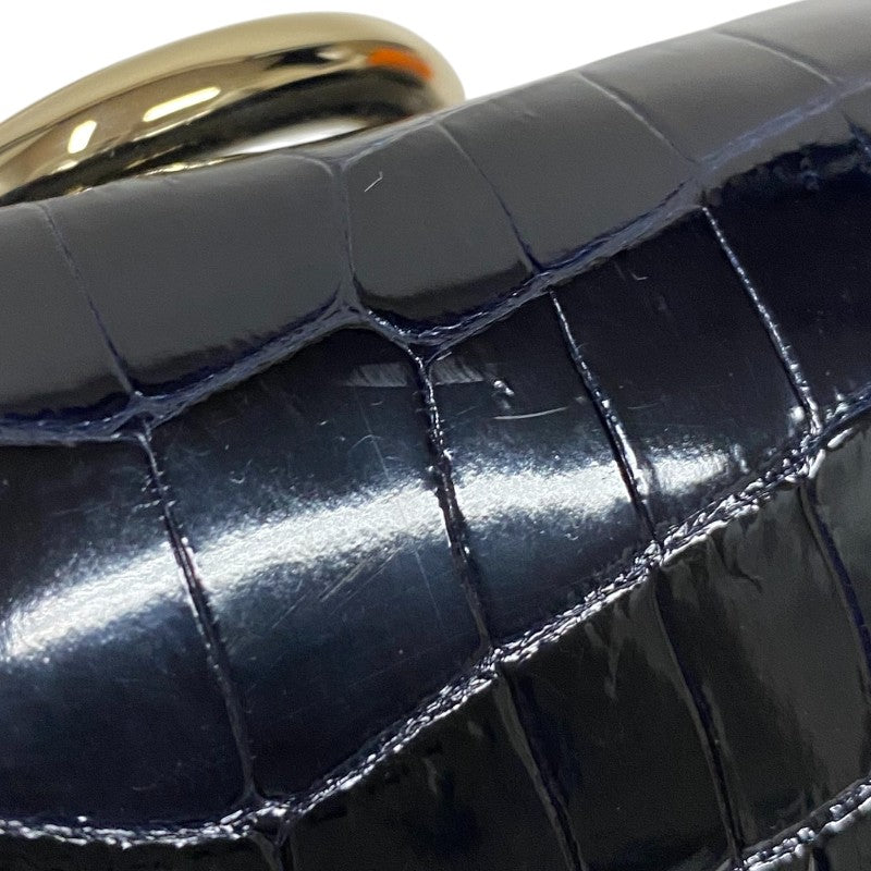 エルメス HERMES ポシェットエジェ □O刻 ブルーマリン シルバー金具 ニロティカス レディース ハンドバッグ