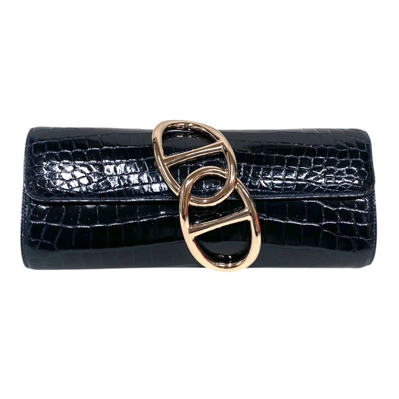 エルメス HERMES ポシェットエジェ □O刻 ブルーマリン シルバー金具 ニロティカス レディース ハンドバッグ