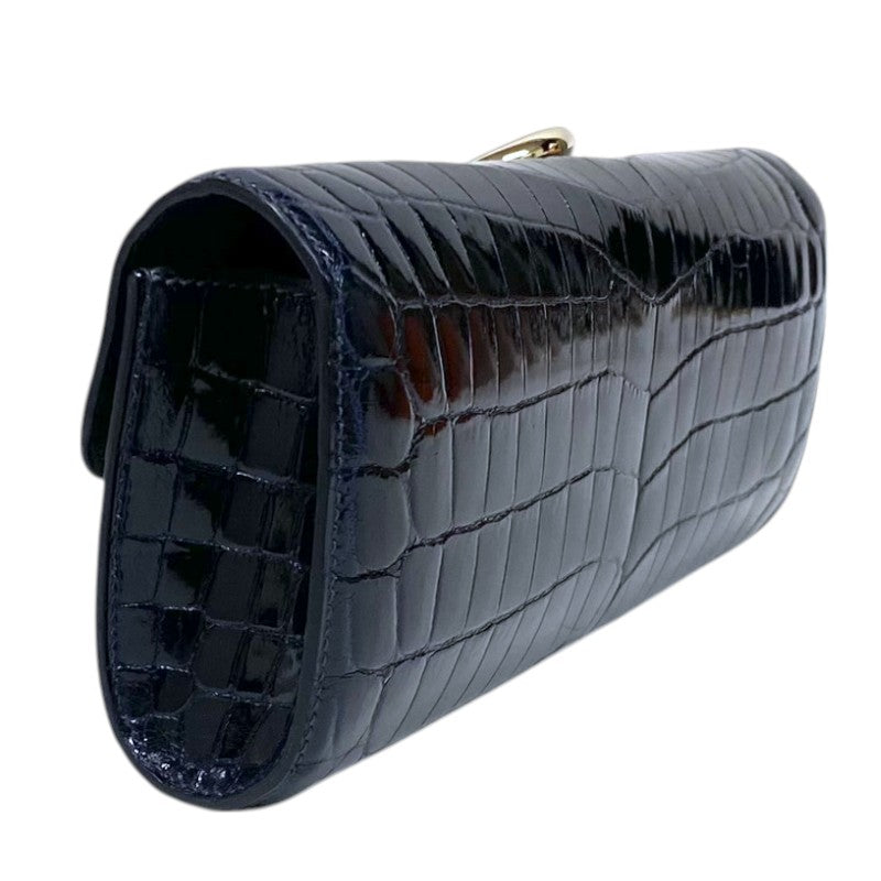 エルメス HERMES ポシェットエジェ □O刻 ブルーマリン シルバー金具 ニロティカス レディース ハンドバッグ