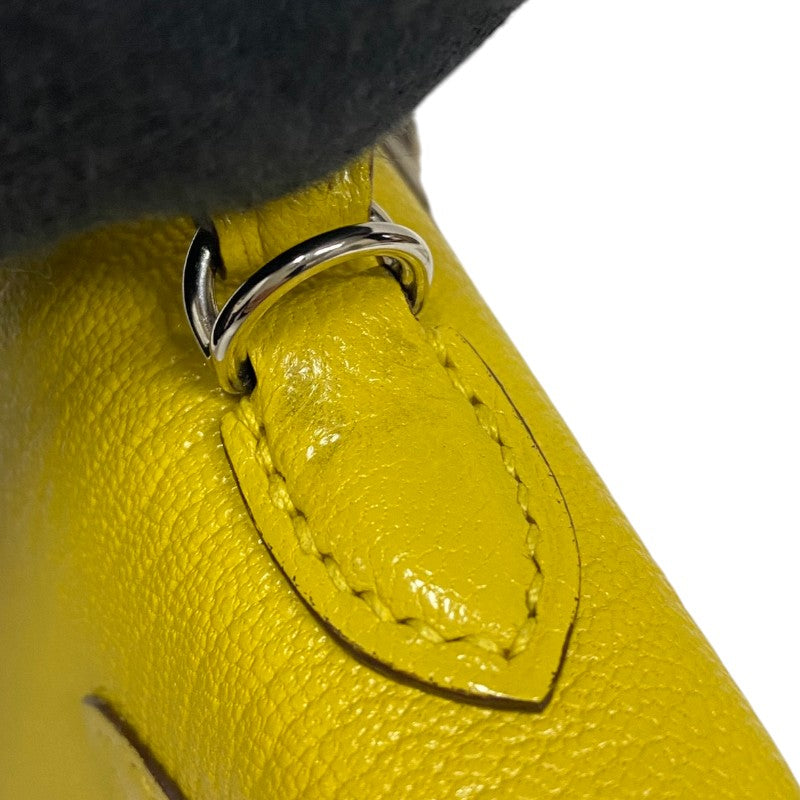 エルメス HERMES ミニケリー2 ヴェルソ Z刻 ジョーヌシトロン×オレンジ シルバー金具 シェーブル レディース ハンドバッグ
