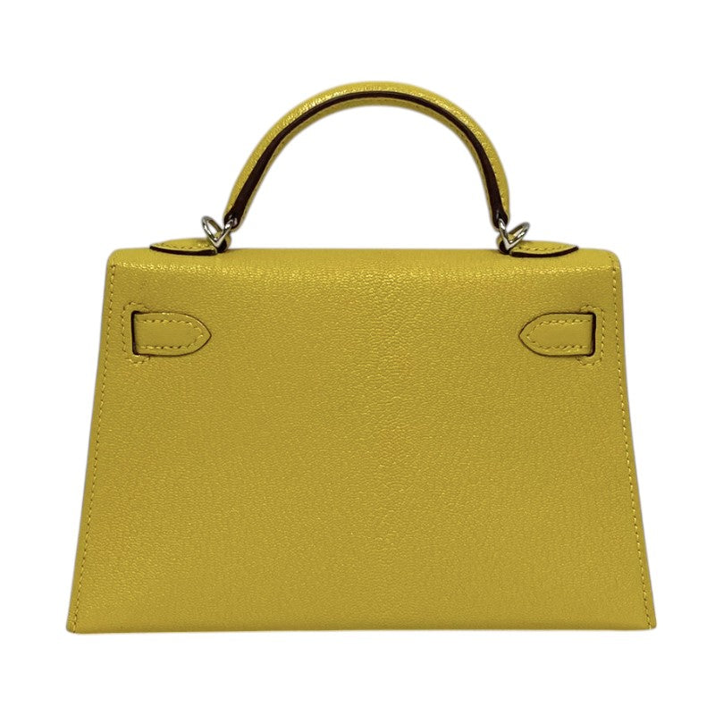 エルメス HERMES ミニケリー2 ヴェルソ Z刻 ジョーヌシトロン×オレンジ シルバー金具 シェーブル レディース ハンドバッグ