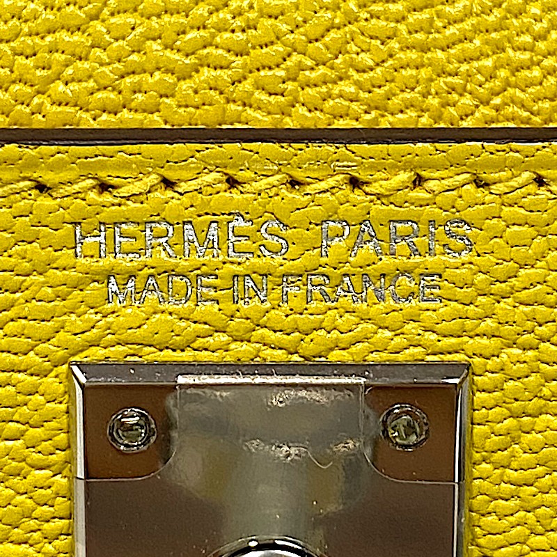 エルメス HERMES ミニケリー2 ヴェルソ Z刻 ジョーヌシトロン×オレンジ シルバー金具 シェーブル レディース ハンドバッグ