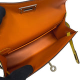 エルメス HERMES ミニケリー2 ヴェルソ Z刻 ジョーヌシトロン×オレンジ シルバー金具 シェーブル レディース ハンドバッグ