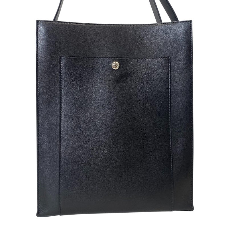 【美品】エルメス　ハンドバッグ　ショルダーバッグレザー ビジネス　黒　トート エルメス HERMES カバッシュ W刻 ブラック シルバー金具 エヴァー