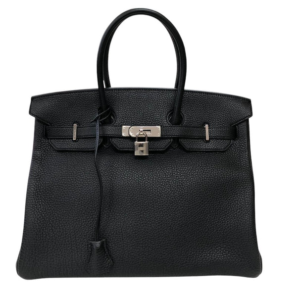エルメス HERMES バーキン35 □Q刻 ブラック シルバー金具 トゴ レディース ハンドバッグ